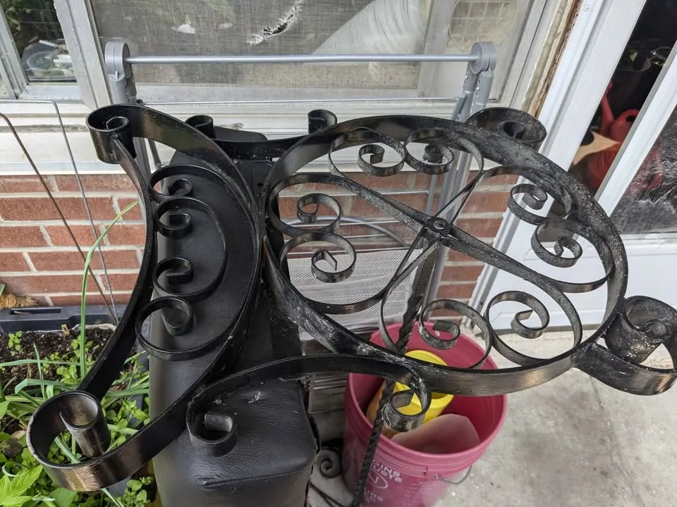 Iron bench with black material cushion🥕 image indicator(5)