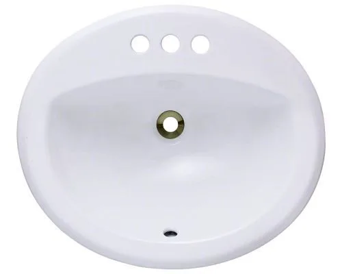NEW - Polaris P8102OW White Overmount Porcelain Bathroom Sink thumbnail