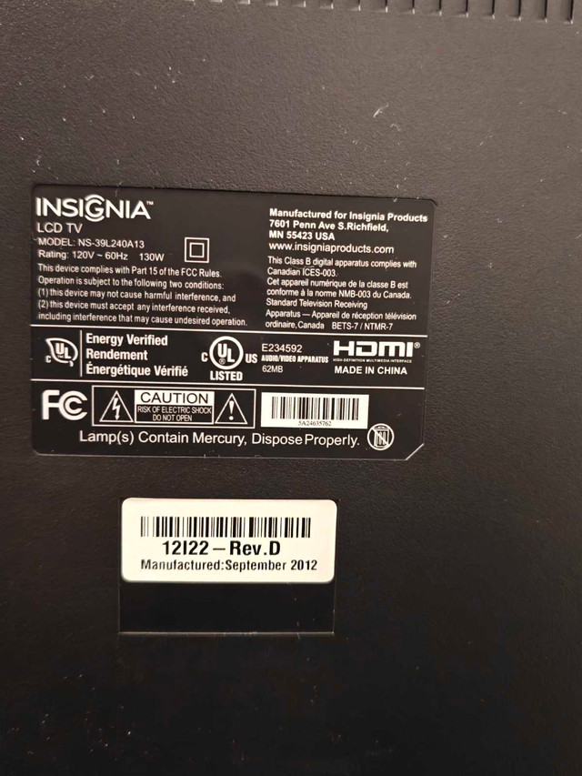 BLACK FRIDAY DEAL Insignia 39" LCD tv good condition - photo 4