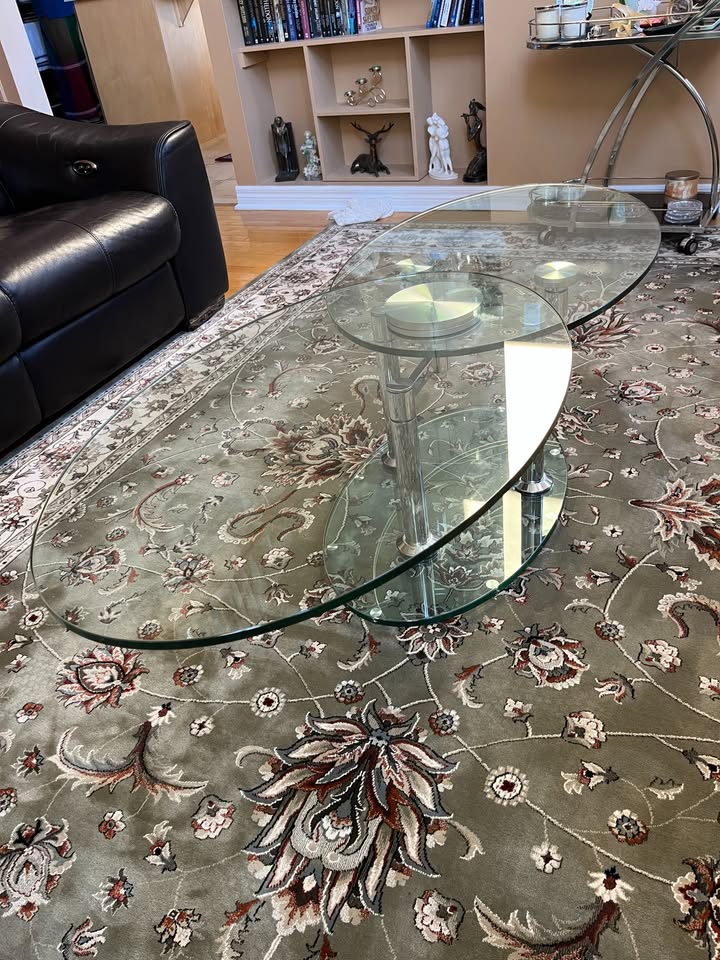 Swivel Glass Coffee Table – Oval with Chrome Legs - photo 3
