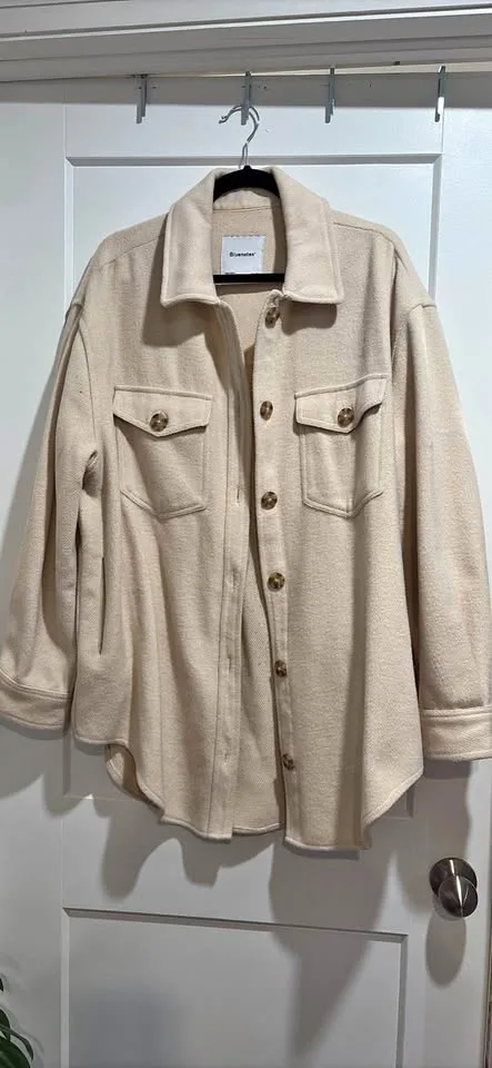 Bluenotes cream oversized shirt jacket. thumbnail