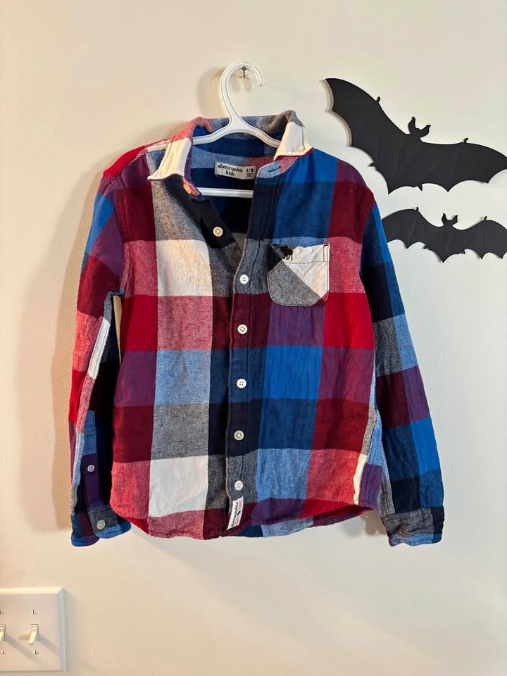 Plaid Kids Shirt - Red, Blue, White Abercrombie Kids Size 9/10