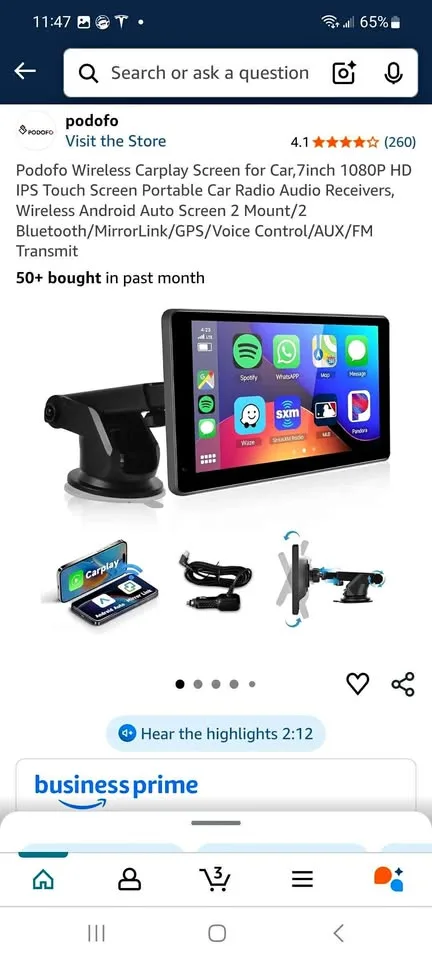 Podofo Wireless Carplay Screen for Car thumbnail