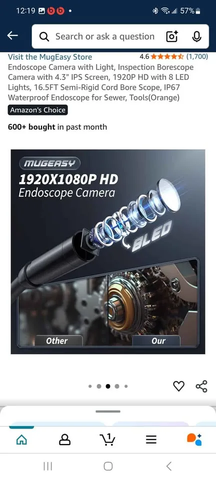 Endoscope Camera with Light, 4.3" IPS Screen, 1920P HD image indicator(5)