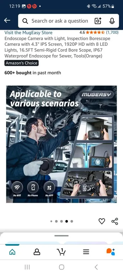 Endoscope Camera with Light, 4.3" IPS Screen, 1920P HD image indicator(7)