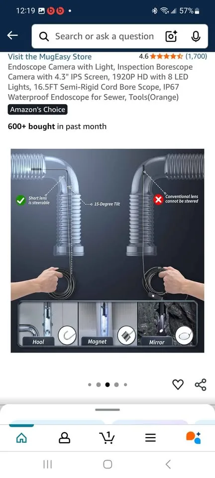 Endoscope Camera with Light, 4.3" IPS Screen, 1920P HD image indicator(9)