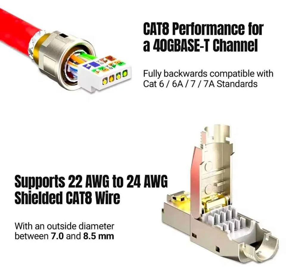RJ45 connector, toolless, shielded, reusable, cat6/6A/7 cable thumbnail