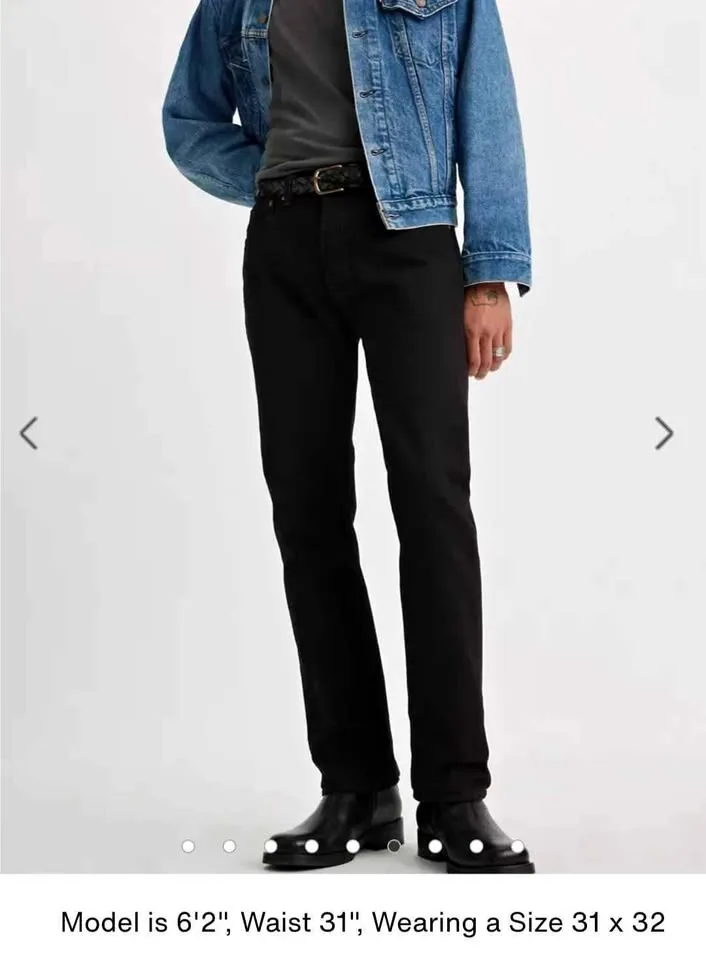 NEW Men's 31x32 Levi's Straight Leg Black denim jean thumbnail
