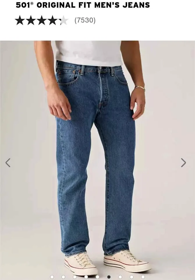 NEW Men's 36x36 Levi's 501 straight leg blue denim jean thumbnail