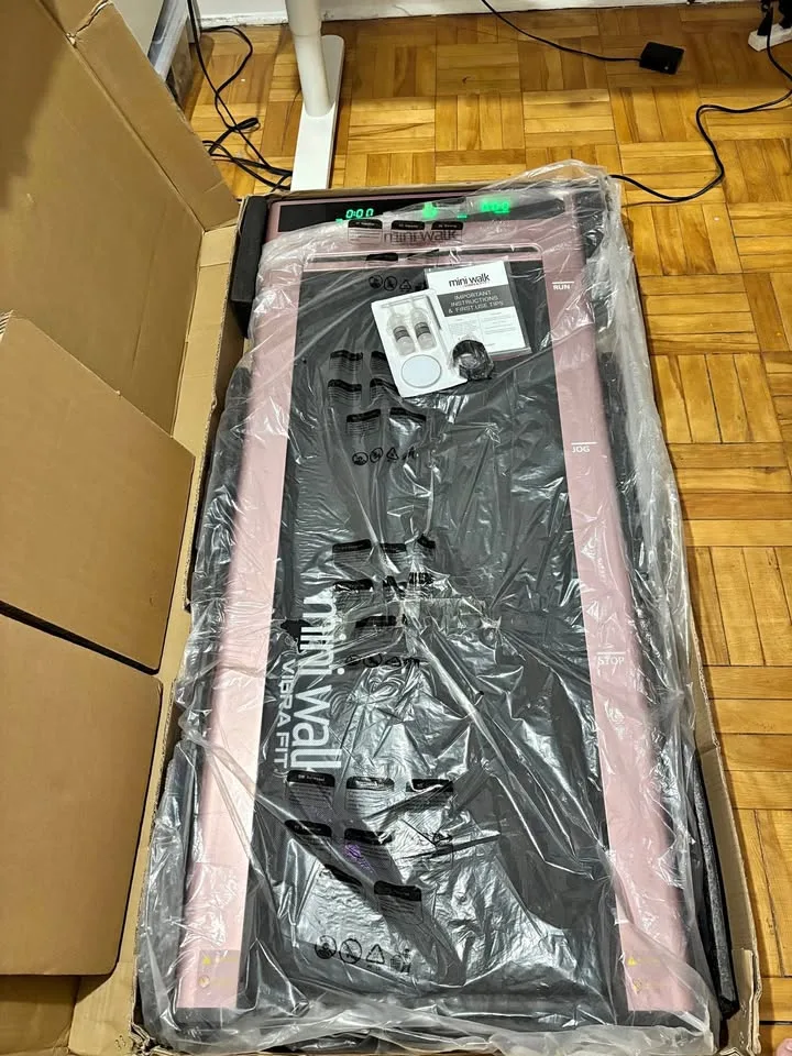 VibraFit Mini Walk Treadmill w Hand Rail - Pink thumbnail