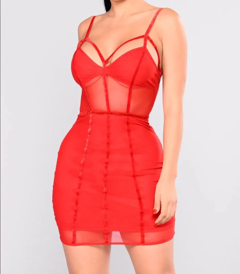 FashionNova Avenge Backless Red Mesh Dress image indicator(2)