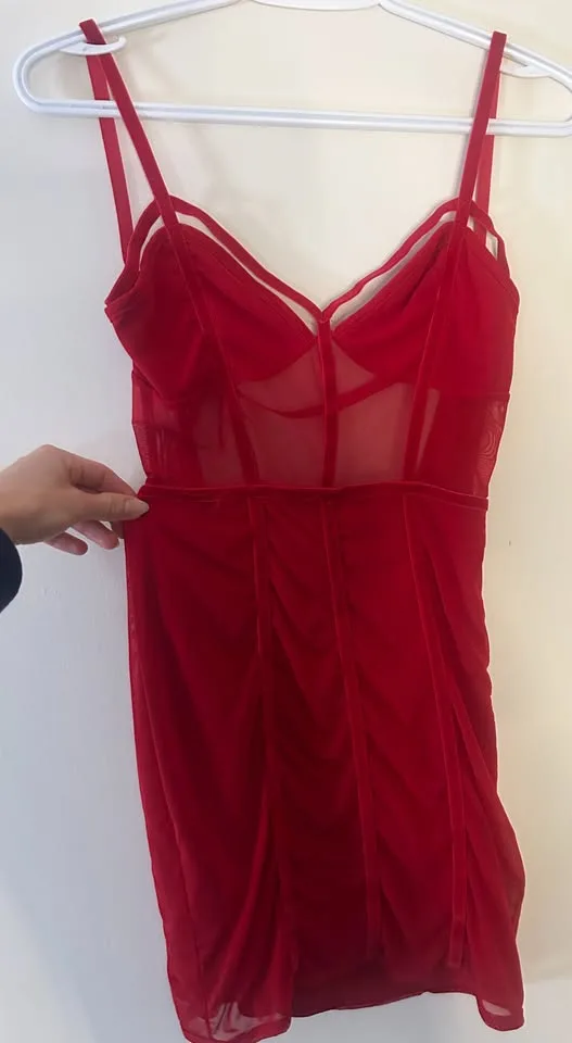 FashionNova Avenge Backless Red Mesh Dress image indicator(5)