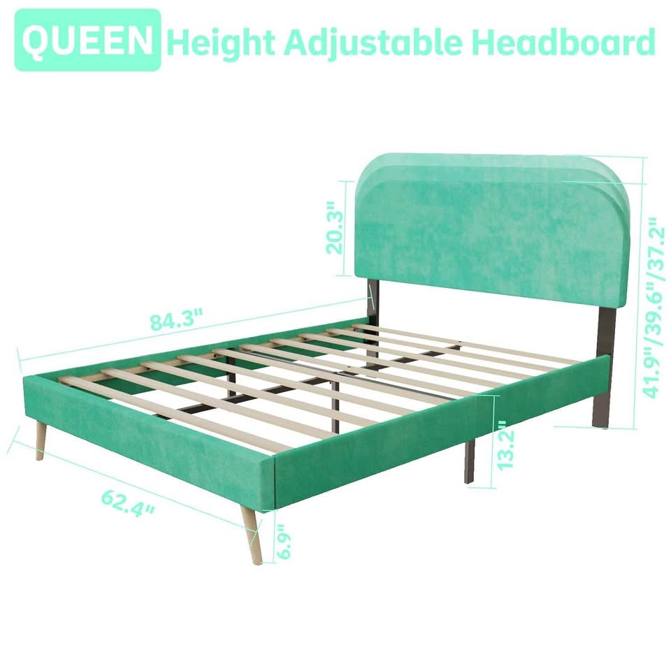 SALE: Queen Aqva Velvet Upholstered Platform Bed - photo 4