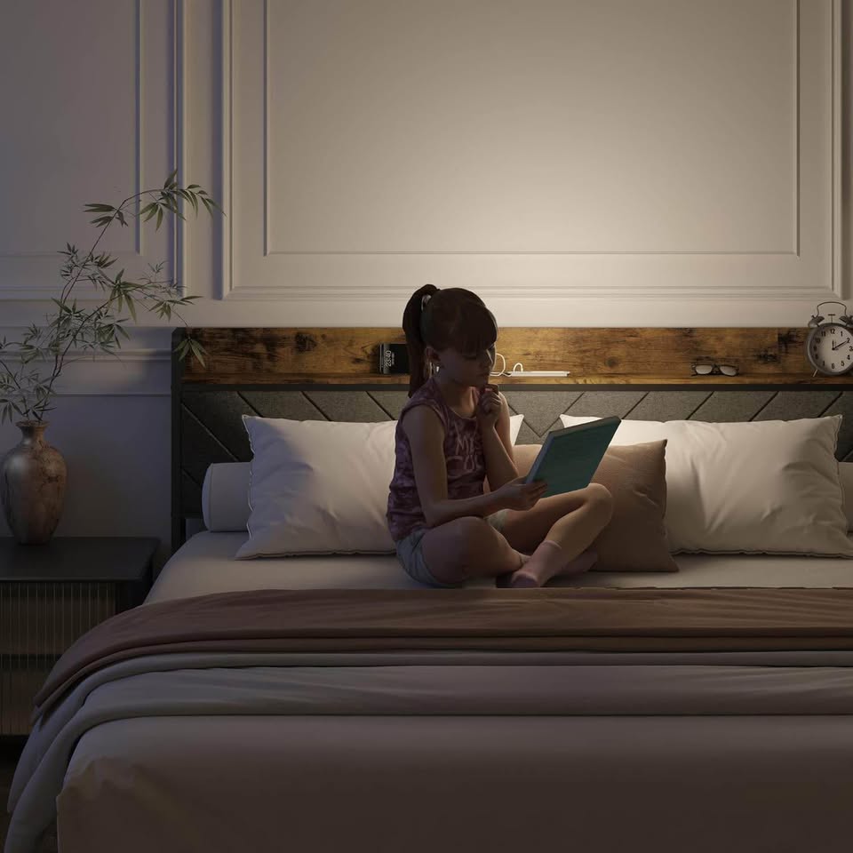 Wooden Bed Frame w/ Charging Station: Queen & King - photo 2