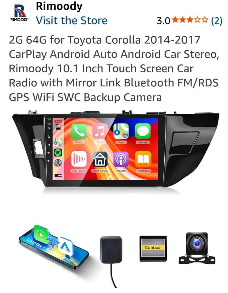 2G 64G Toyota Corolla 2014-2017 Head Unit Car Radio