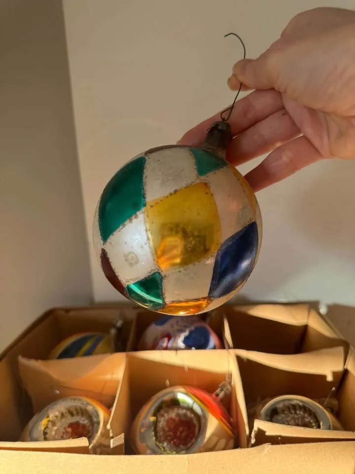 Vintage Mid-Century Mercury Glass Ornaments - Lot of 6 image indicator(5)