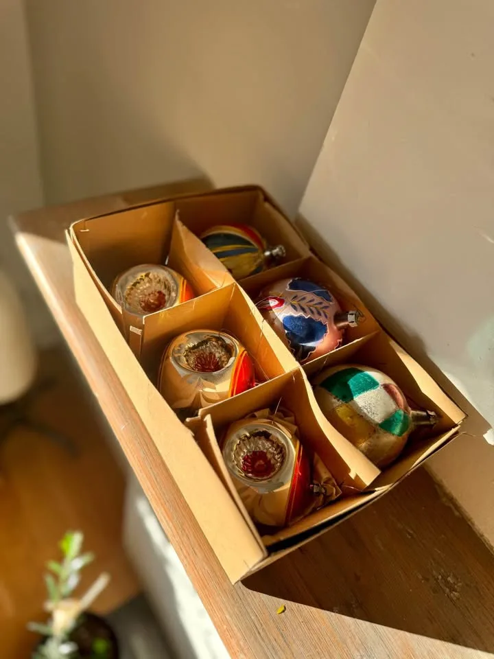 Vintage Mid-Century Mercury Glass Ornaments - Lot of 6 image indicator(6)