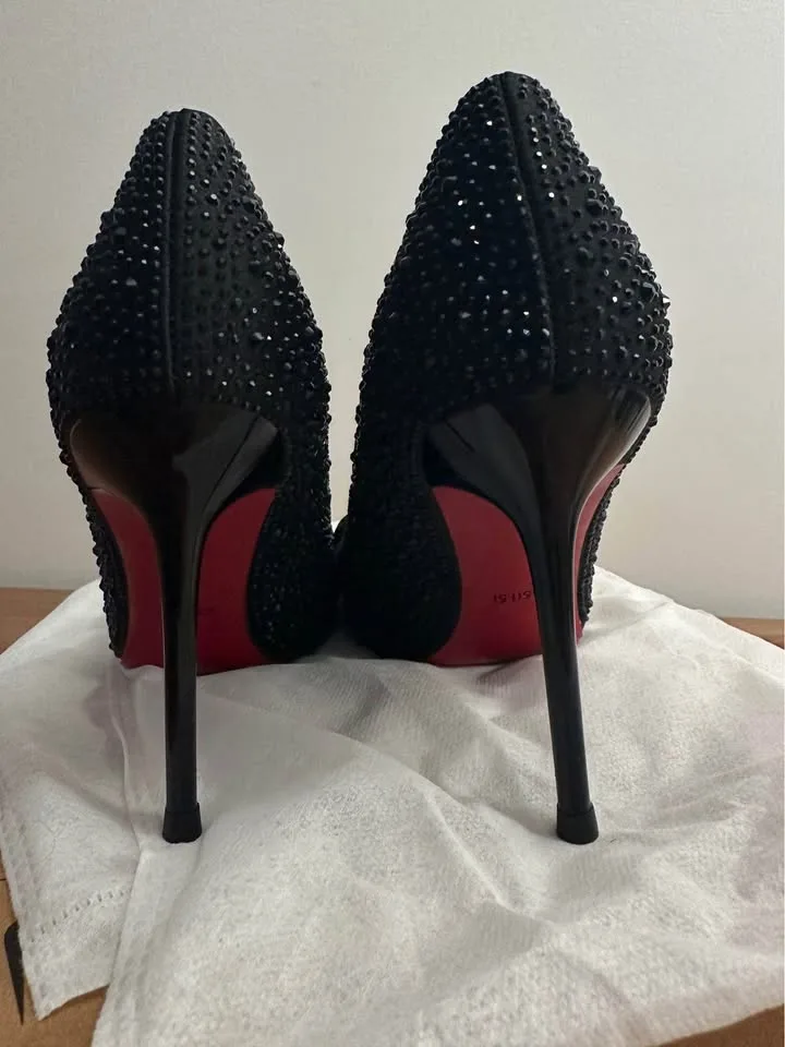 Red bottoms Black Rhinestone Bow Heels image indicator(2)