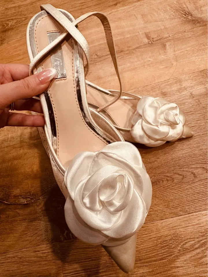 Satin Rosette High Block Heels image indicator(5)