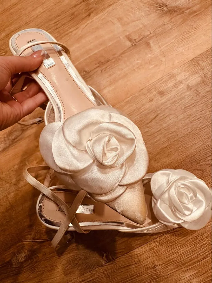 Satin Rosette High Block Heels image indicator(6)