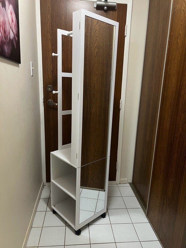 Mirror jewelry/makeup cabinet with lock