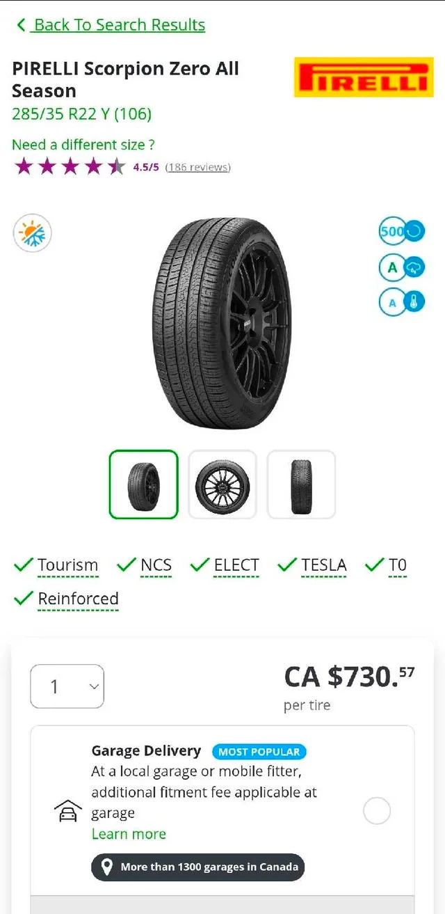 Pirelli 285/35R22 Tire for Tesla Model X image indicator(3)