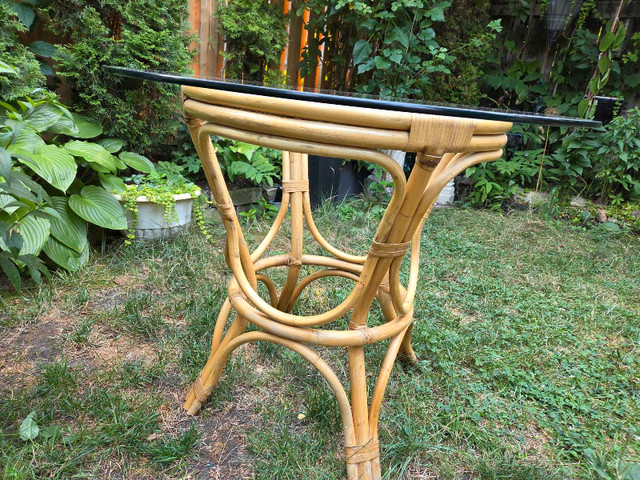 Rattan Glass Top Table - photo 2