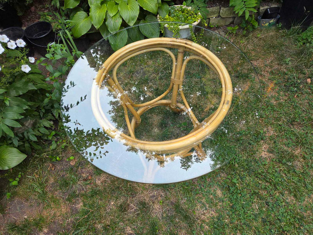 Rattan Glass Top Table - photo 4