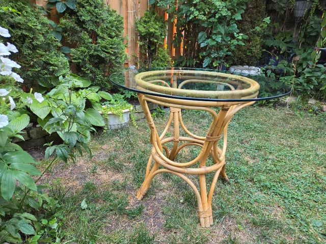 Rattan Glass Top Table - photo 5