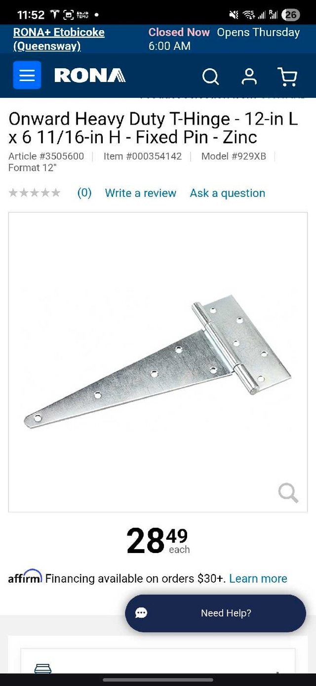 12 Inch Heavy Duty Door Hinge - photo 3