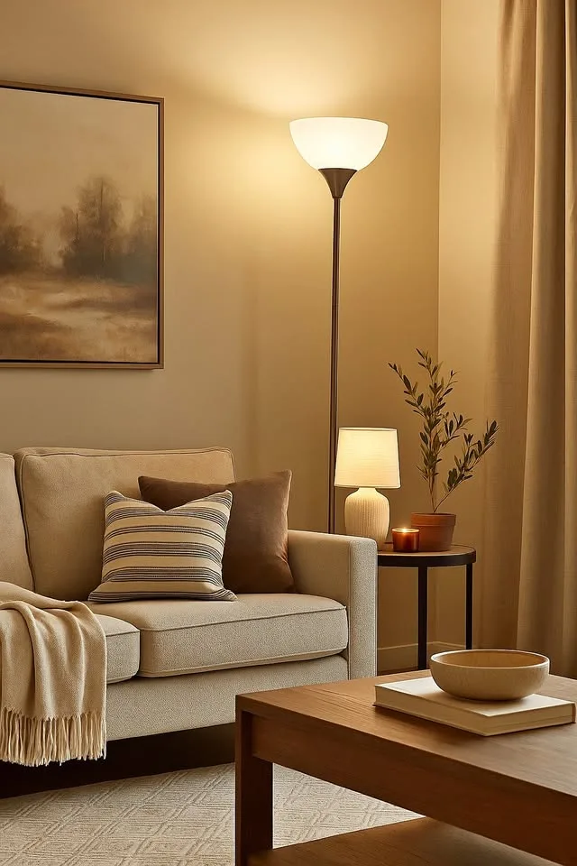 Modern Floor Lamp with Frosted Plastic Shade thumbnail