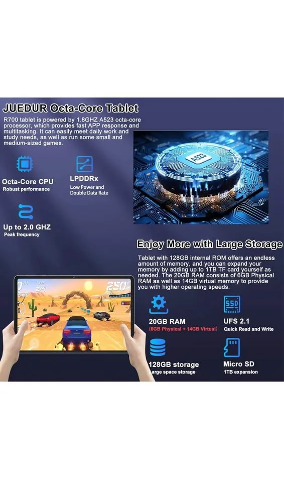 2025 Android 14 Tablet 20GB RAM 128GB ROM 1TB Expand image indicator(7)
