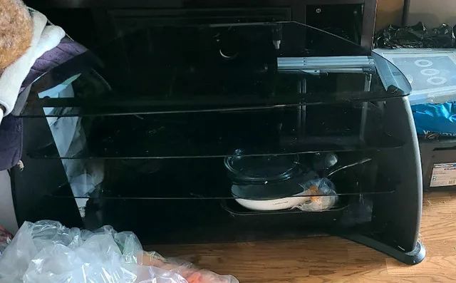 Black Glass TV Stand – Modern 3-Tier Entertainment Unit image indicator(2)