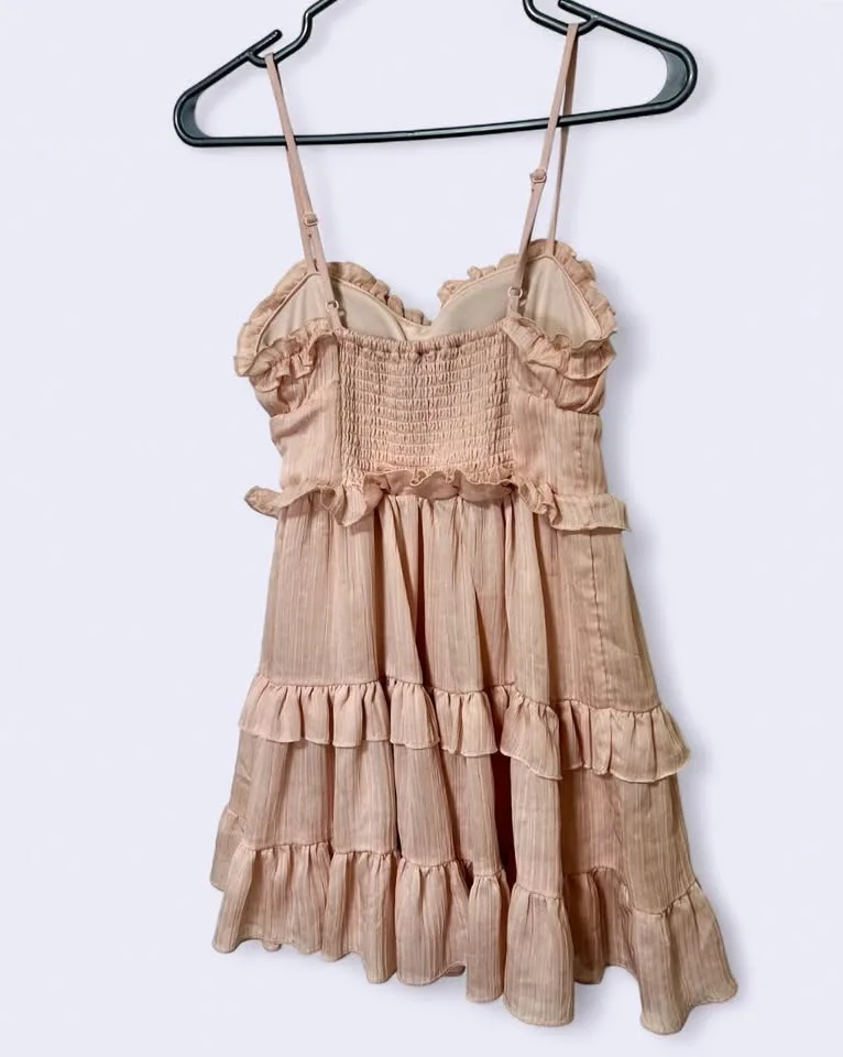 Wild Fable Lana Del Ray Champagne Pink Ruffled Mini Dress image indicator(4)