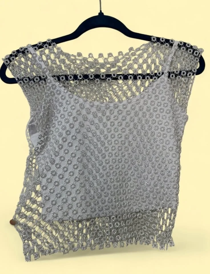 House of Harlow Floral Rhinestone Mesh Top image indicator(2)