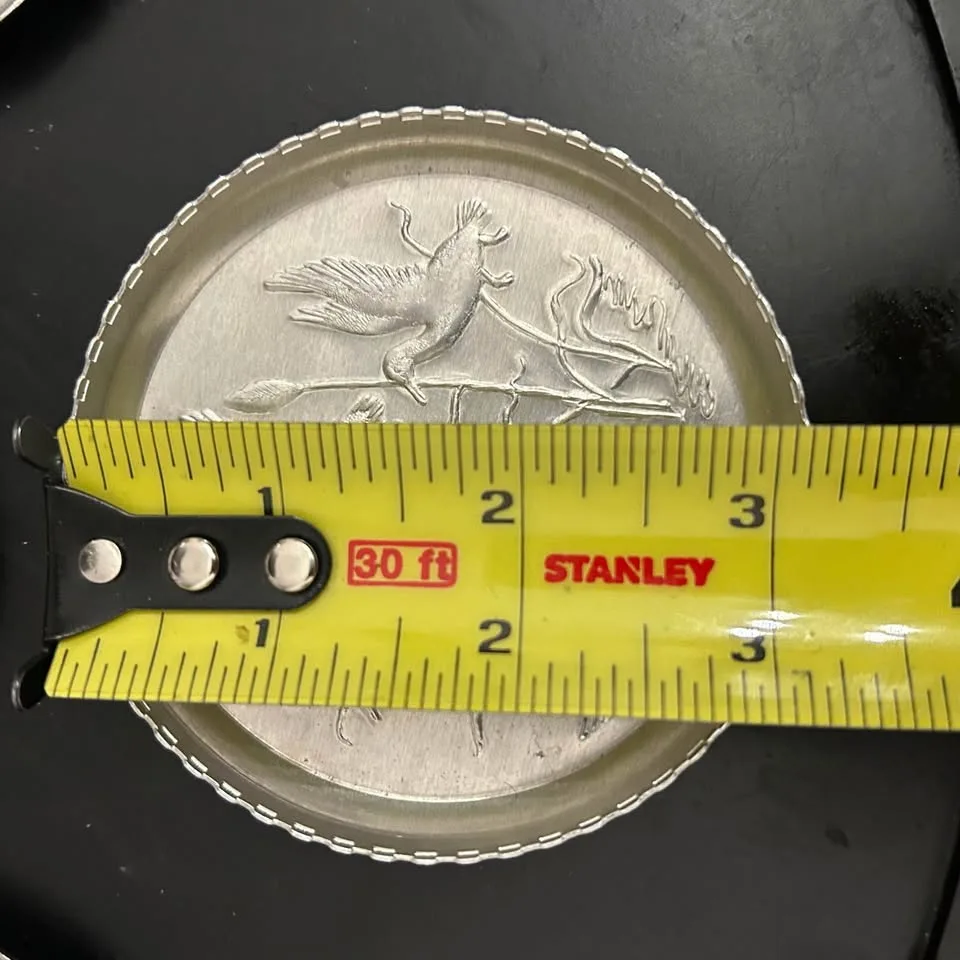 Set of 7 Vintage Embossed Metal Coasters image indicator(4)