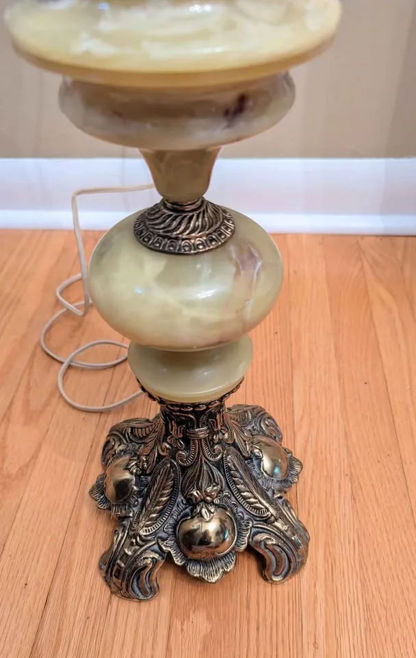 Vintage Brass & Crystal Table Lamp w/ 3-Way Dimmer image indicator(4)
