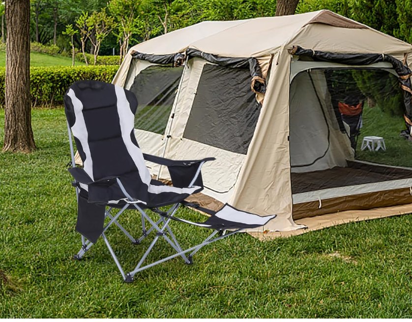 Foldable Camping Chair with Footrest and Cooler Bag - photo 3