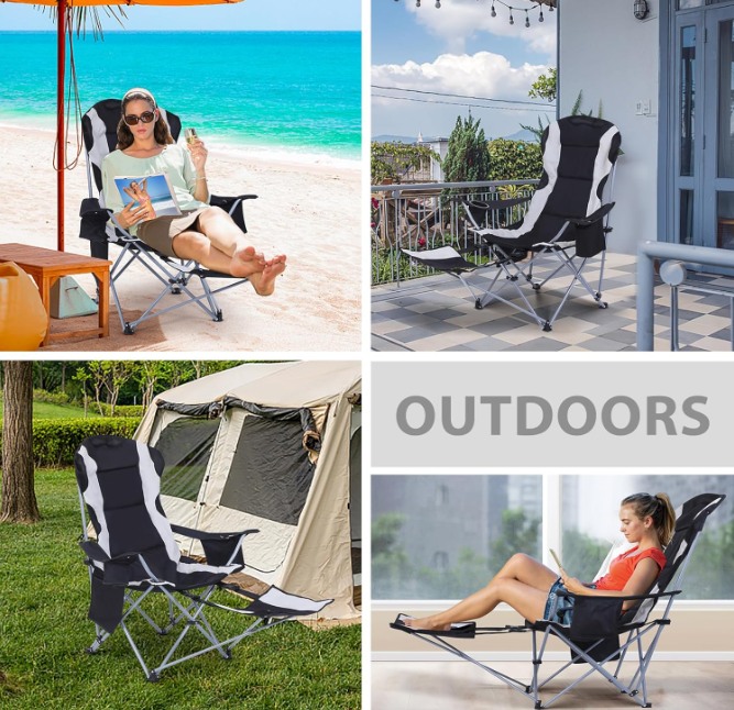 Foldable Camping Chair with Footrest and Cooler Bag - photo 4