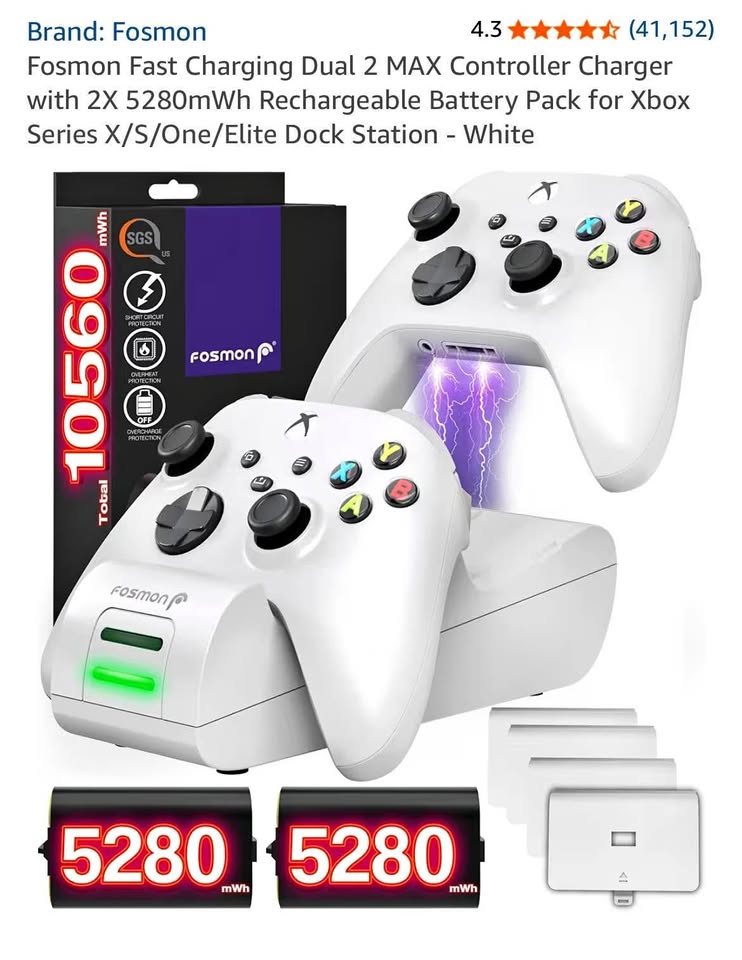 Xbox Controller Charger with 2 Batteries