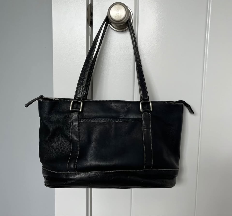 Latico Leather Medium Tote Satchel Bag Black Zippered Hand Bag - photo 2