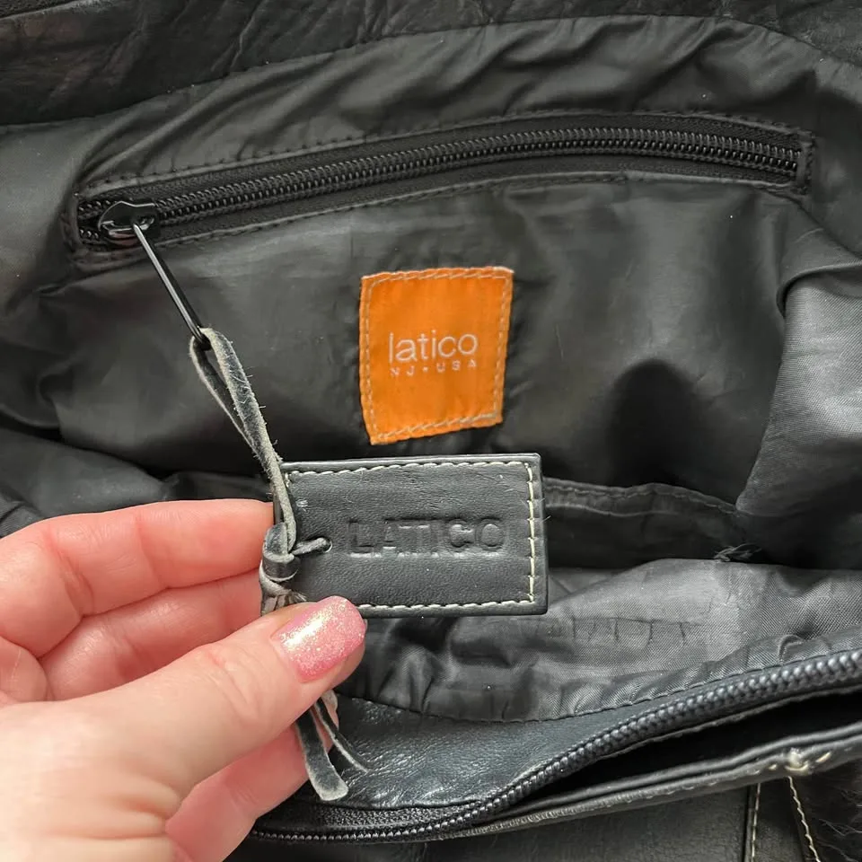 Latico Leather Medium Tote Satchel Bag Black Zippered Hand Bag image indicator(7)