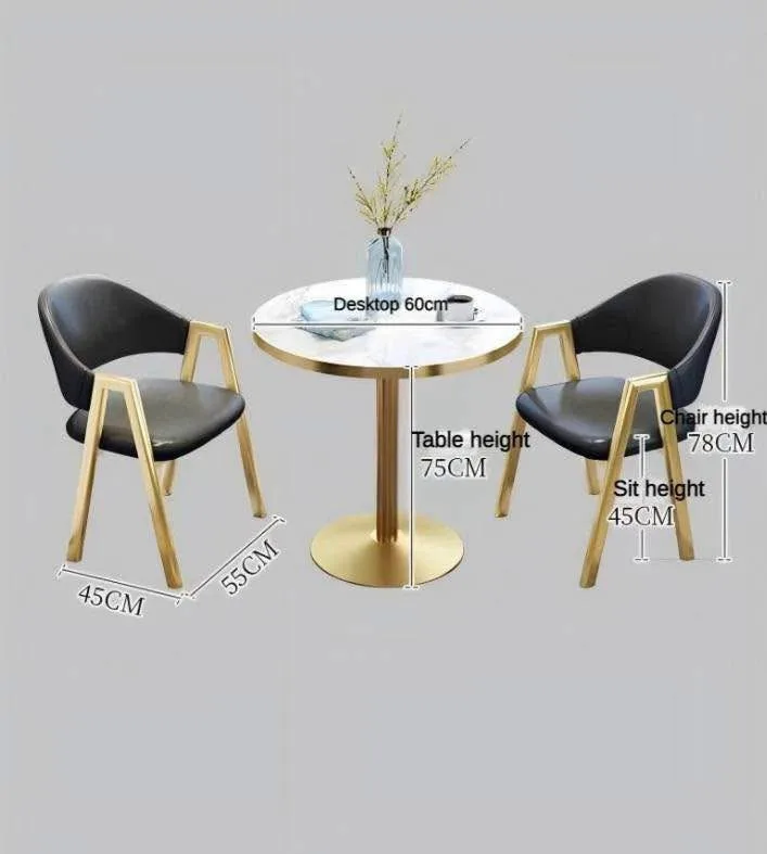 Modern Marble Top Bistro Table Set – Gold & Gray image indicator(2)