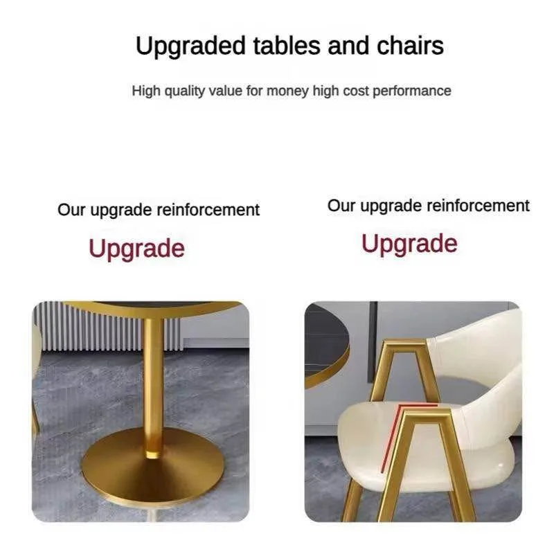 Modern Marble Top Bistro Table Set – Gold & Gray image indicator(3)