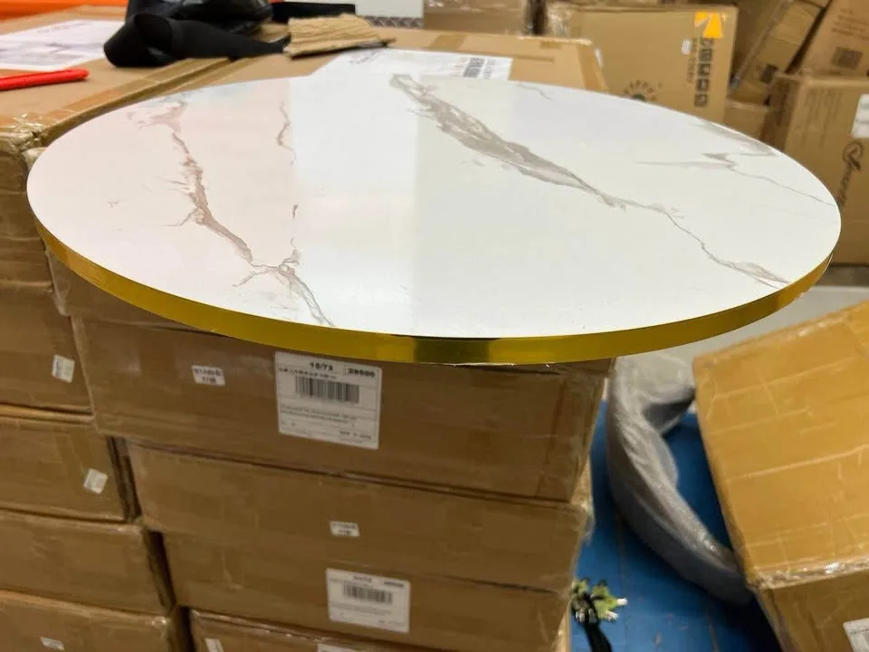 Modern Marble Top Bistro Table Set – Gold & Gray image indicator(4)