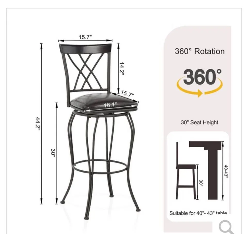 29” Black Swivel Bar Stools – Set of 2 #2448 image indicator(2)