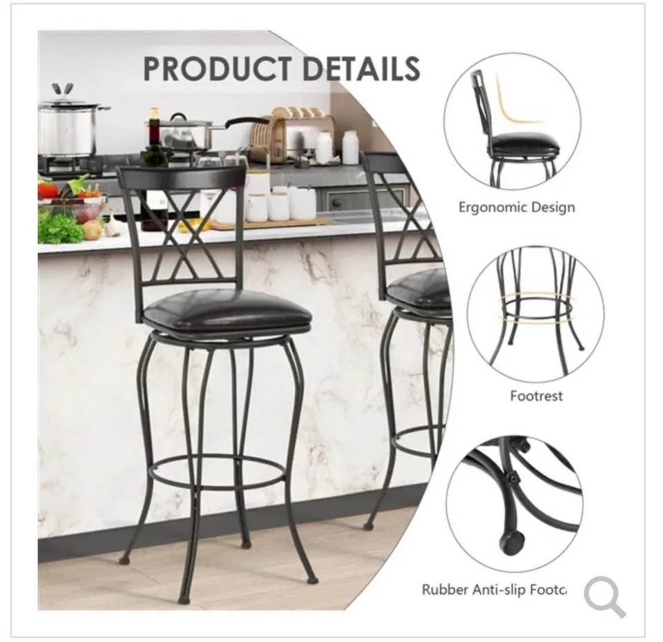 29” Black Swivel Bar Stools – Set of 2 #2448 image indicator(3)