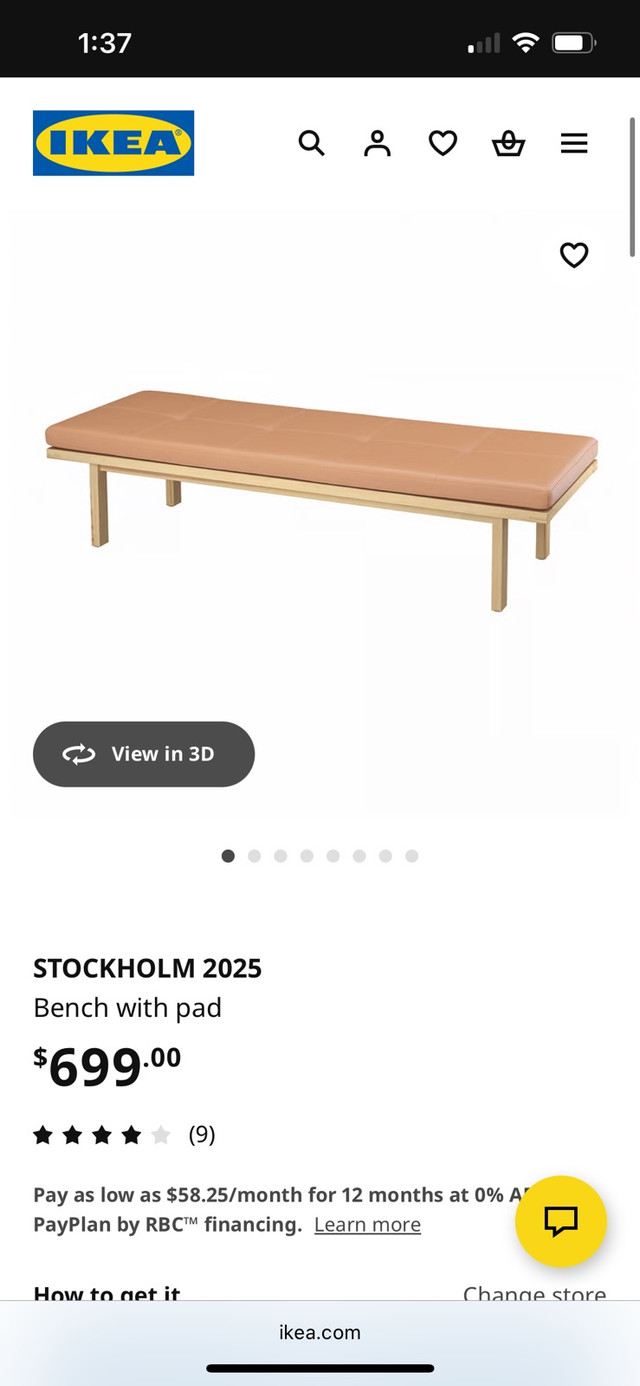 IKEA Stockholm 2025 Bench + Tan Leather Cushion — Brand New - photo 2