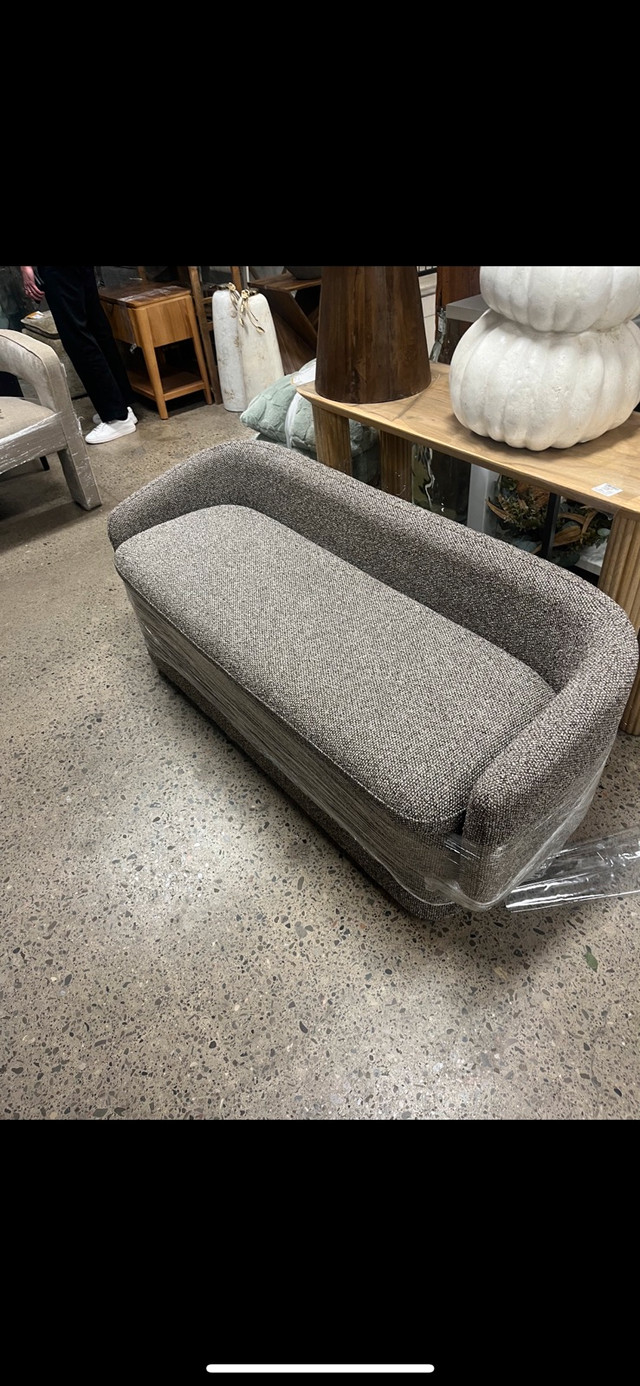 Tan Bouclé Bench / Small Sofa — 65” Wide - photo 2