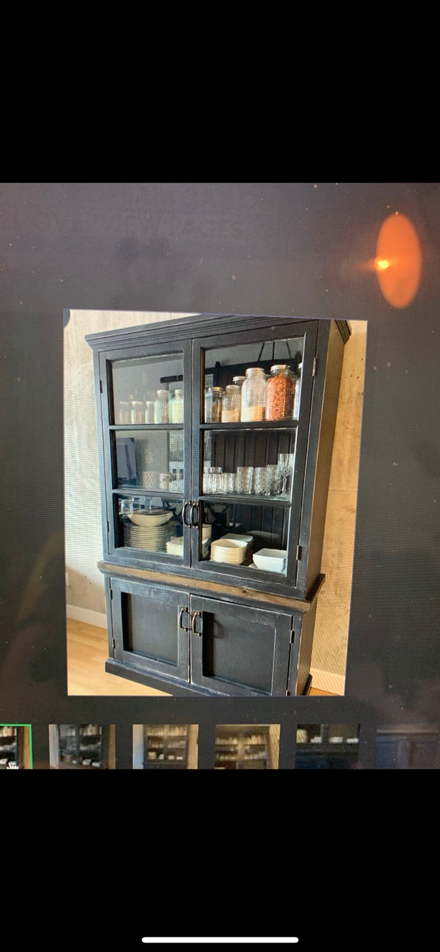 Reclaimed Wood Hutch / Cabinet — Matte Black